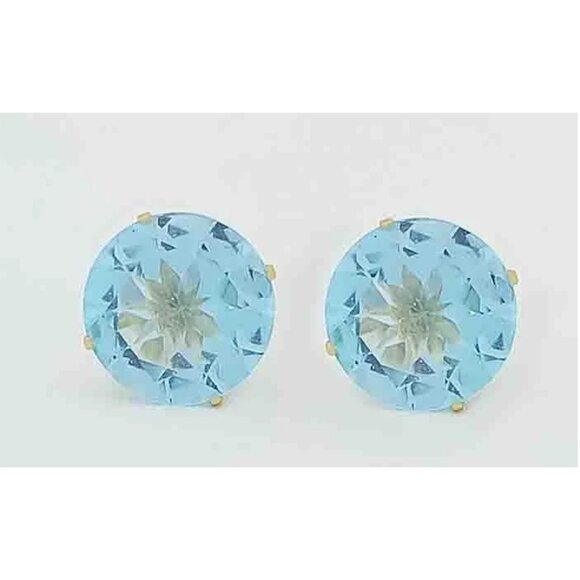 Genuine 8.30 Cts Aquamarine Stud Earrings 14k Gold - Picture 2 of 5